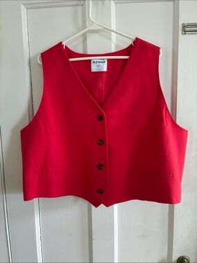 Old Navy Women's Bright Red Button Vest